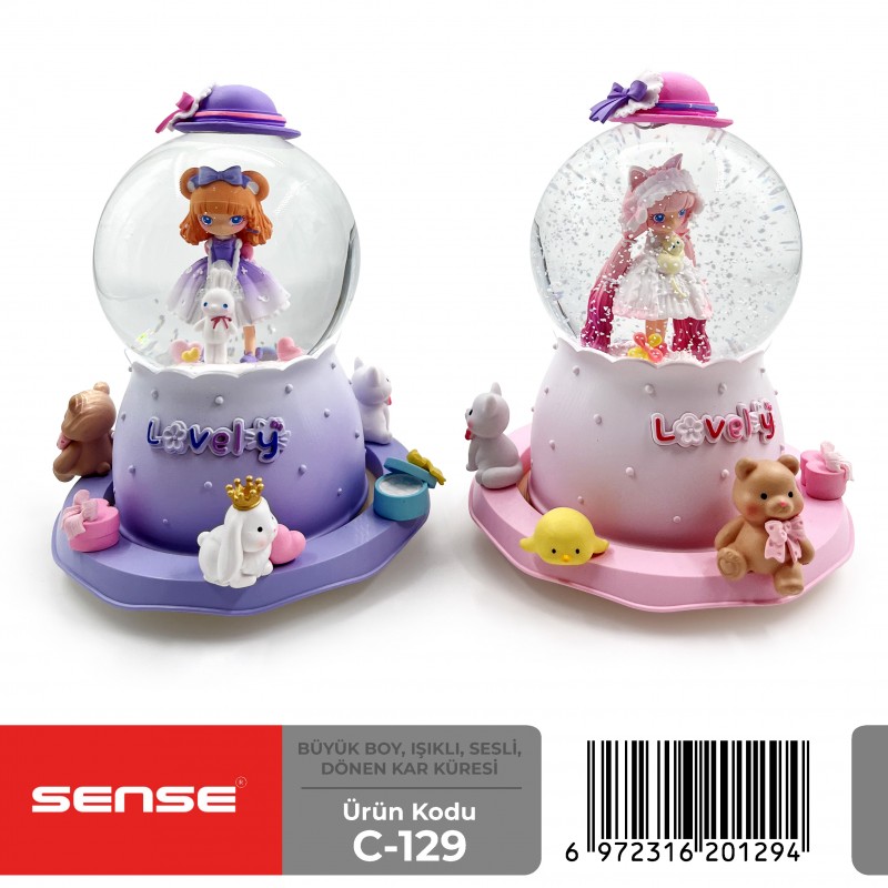 Büyük Boy Işıklı Sesli Dönen Kar Küresi