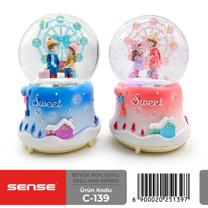 Büyük Boy Işıklı Sesli Kar Küresi