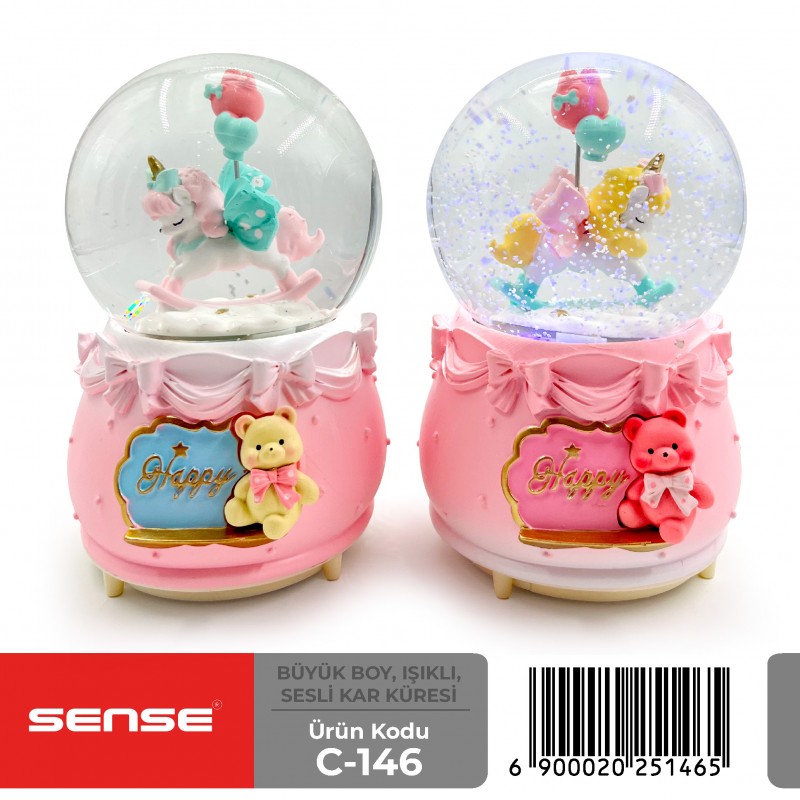 Büyük Boy Işıklı Sesli Kar Küresi