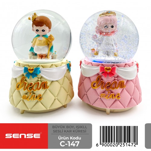 Büyük Boy Işıklı Sesli Kar Küresi