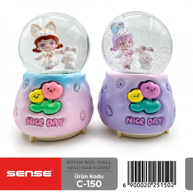 Büyük Boy Işıklı Sesli Kar Küresi