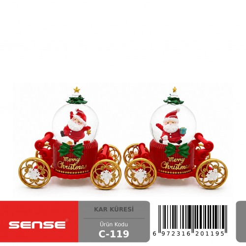Tekerlekli Orta Boy Işıklı Sesli Noel Kar Küresi Tekerlekli Orta Boy Işıklı Sesli Noel Kar Küresi